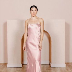 Revelry Leo Satin Dress - Pink (Blushing Bride)